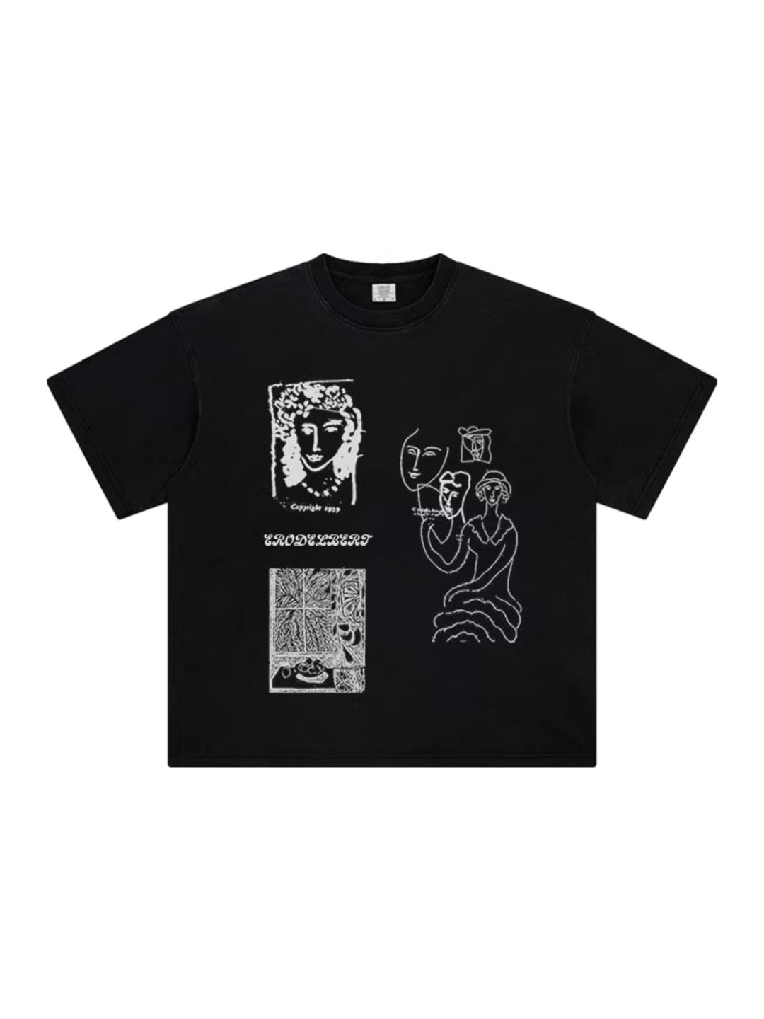 モダンアートグラフィックプリントTシャツ